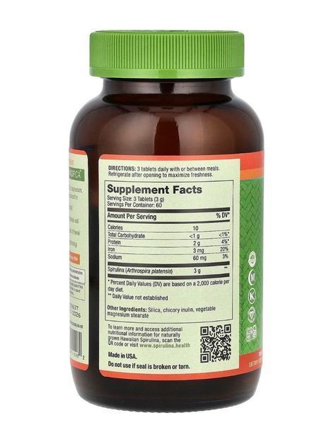 Pure Hawaiian Spirulina Чиста гавайська спіруліна Nutrex Hawaii  500 мг 180 таблеток  5752482 фото